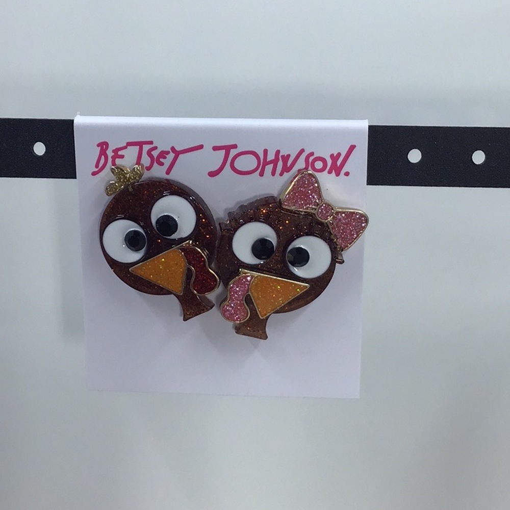 Betsey Johnson Mismatch Turkey Stud Earrings